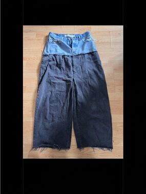 Double waisted baggy Jeans in Classic Blue Denim